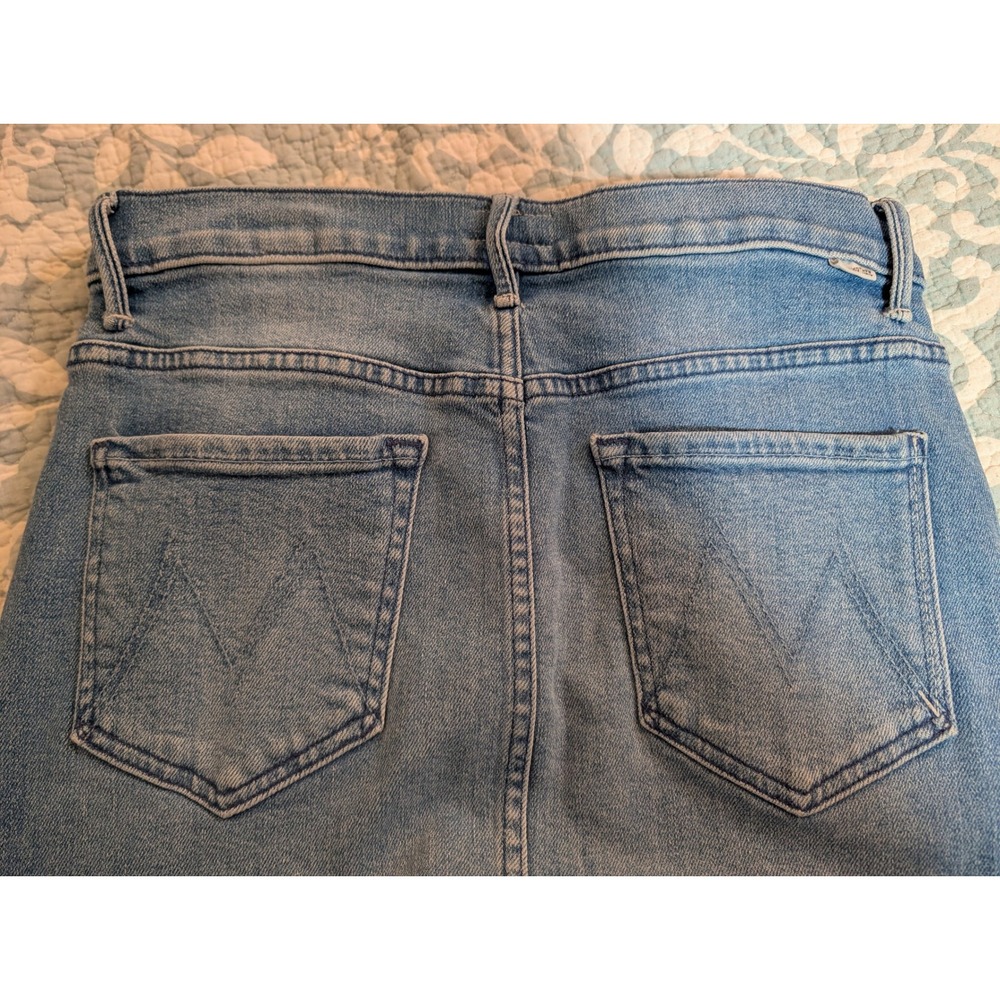 MOTHER The Split Second Denim Midi Skirt Mediterranean Muse Blue 28 Western - Picture 11 of 13